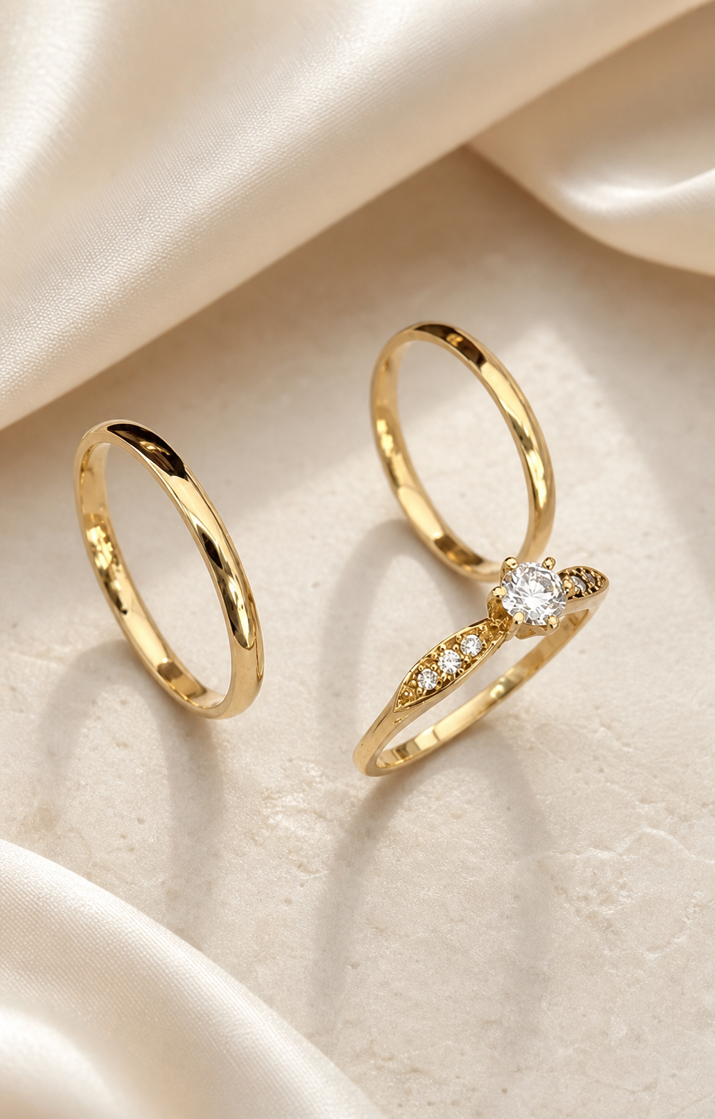 Conjunto Aliança Dourée em Ouro 18K com Solitário de Zircônia